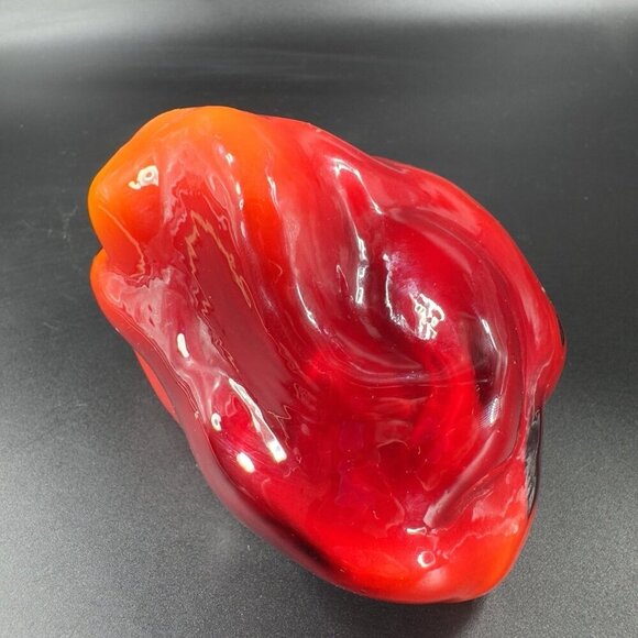 Vintage 1990s Art Glass Bell Pepper Large Red Pepper Figurine Glass Paperweight - Picture 7 of 15